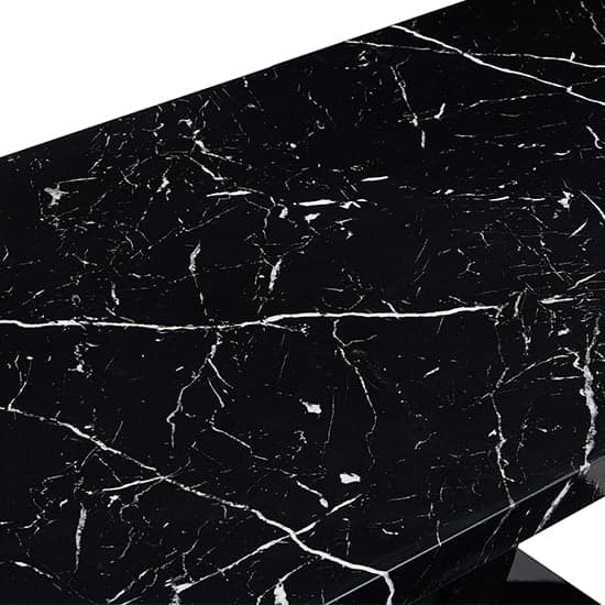 Halifax High Gloss Console Table In Black And Milano Marble Effect