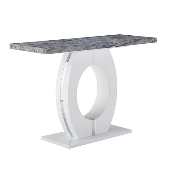 Halifax High Gloss Console Table In White And Melange Marble Effect