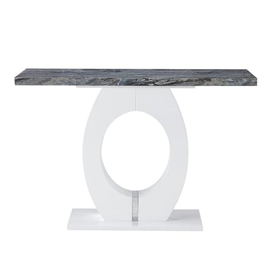 Halifax High Gloss Console Table In White And Melange Marble Effect