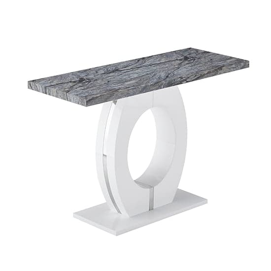 Halifax High Gloss Console Table In White And Melange Marble Effect