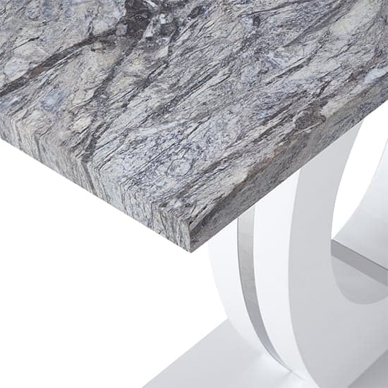 Halifax High Gloss Console Table In White And Melange Marble Effect