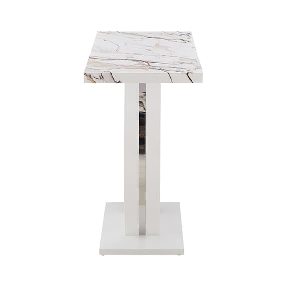 Halifax High Gloss Console Table In White And Milo Marble Effect