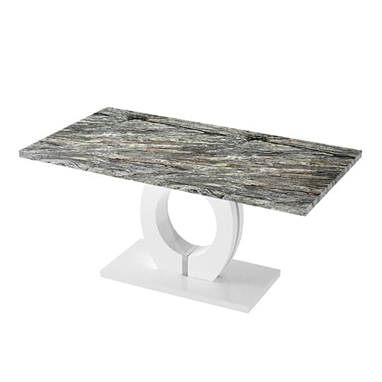 Halifax High Gloss Dining Table In Melange Marble Effect