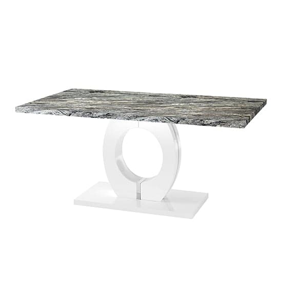 Halifax High Gloss Dining Table In Melange Marble Effect