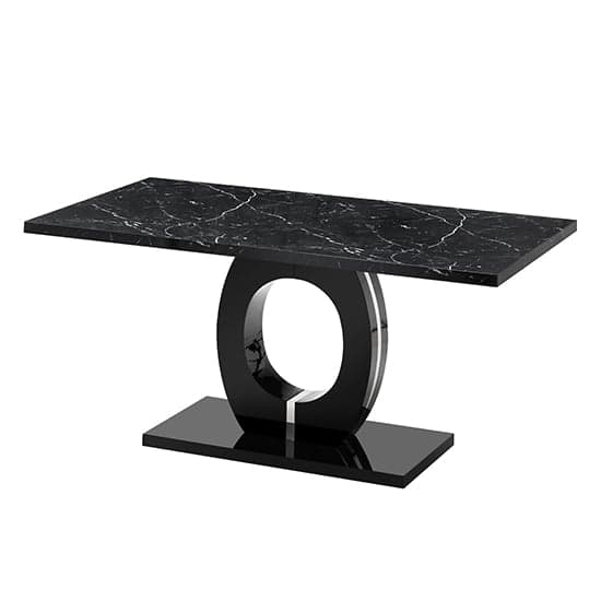 Halifax High Gloss Dining Table In Milano Marble Effect