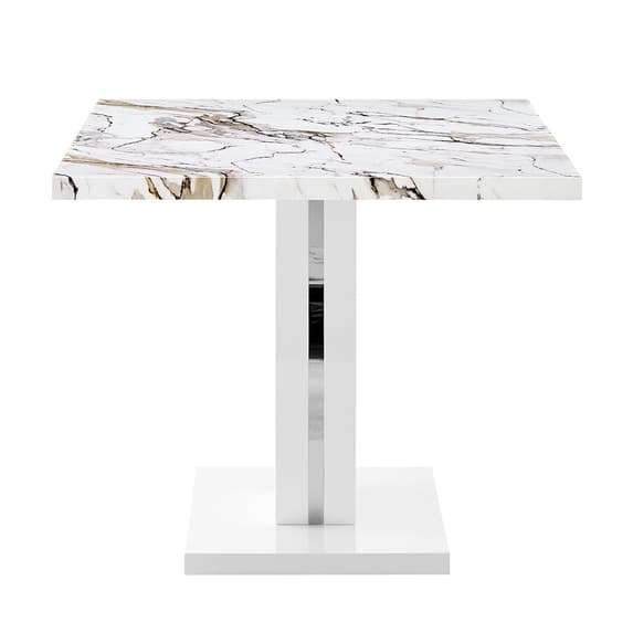 Halifax High Gloss Dining Table In White And Milo Marble Effect