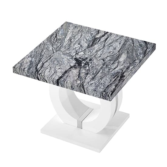 Halifax High Gloss Lamp Table In Melange Marble Effect