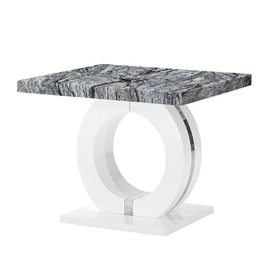 Halifax High Gloss Lamp Table In Melange Marble Effect