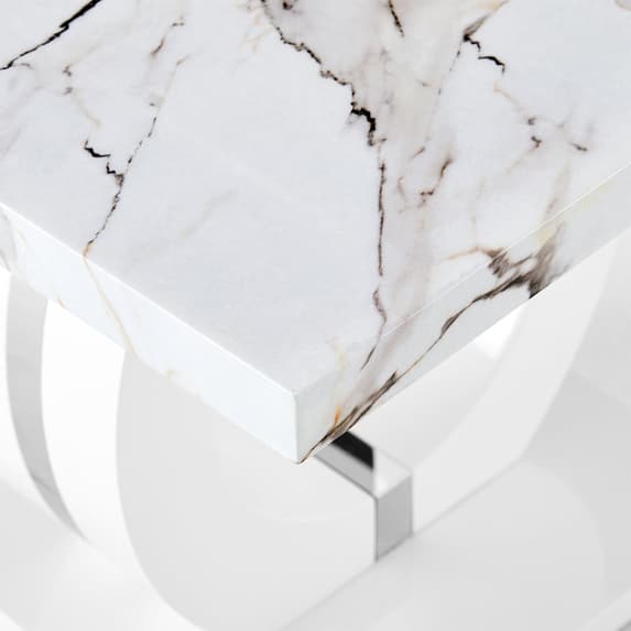 Halifax High Gloss Lamp Table In White And Milo Marble Effect