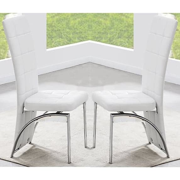 Halifax Milo Marble Effect Dining Table 6 Riverton White Chairs