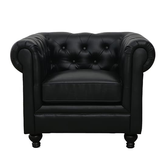 Hampton Chesterfield Faux Leather 1 Seater Sofa In Black