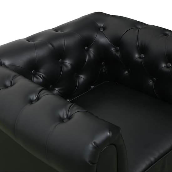 Hampton Chesterfield Faux Leather 1 Seater Sofa In Black