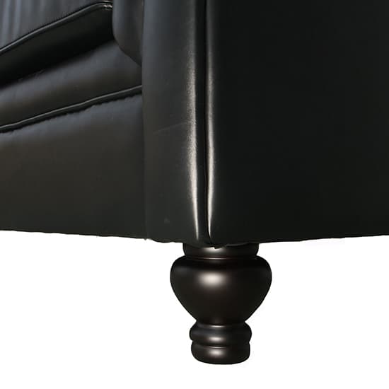 Hampton Chesterfield Faux Leather 1 Seater Sofa In Black