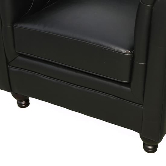 Hampton Chesterfield Faux Leather 1 Seater Sofa In Black