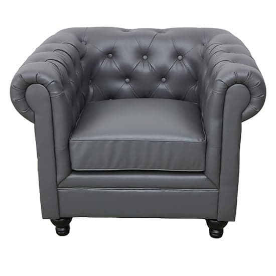 Hampton Chesterfield Faux Leather 1 Seater Sofa In Dark Grey