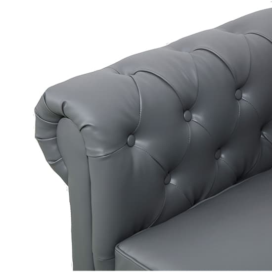 Hampton Chesterfield Faux Leather 1 Seater Sofa In Dark Grey