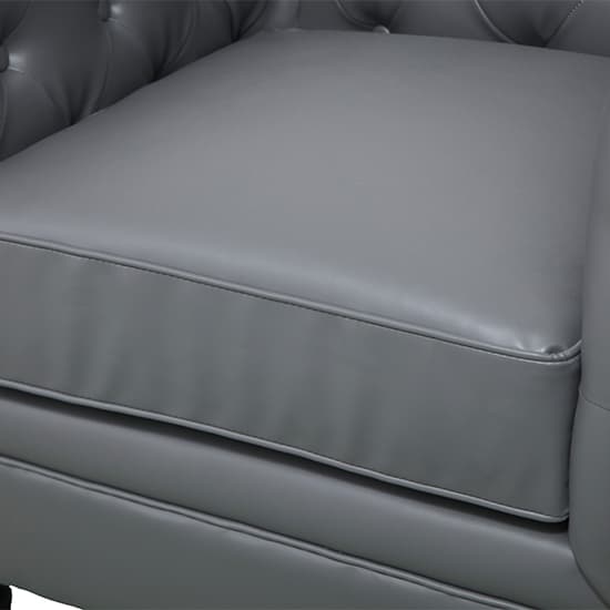 Hampton Chesterfield Faux Leather 1 Seater Sofa In Dark Grey