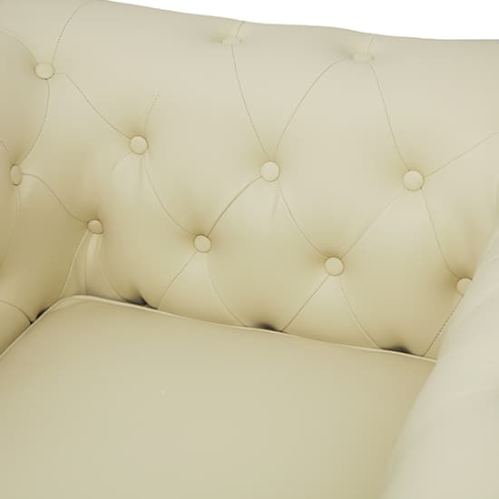 Hampton Chesterfield Faux Leather 1 Seater Sofa In Ivory