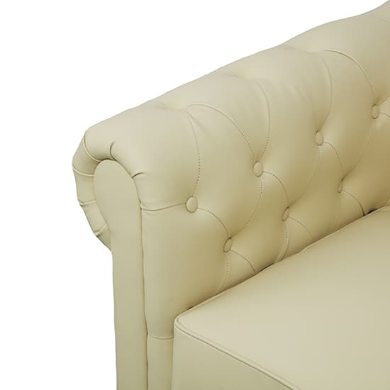 Hampton Chesterfield Faux Leather 1 Seater Sofa In Ivory