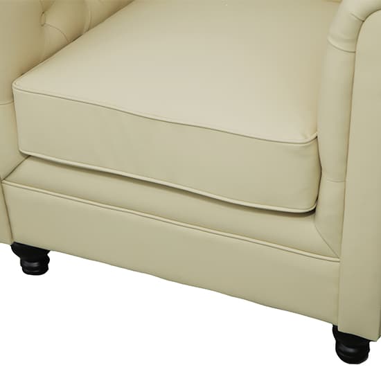 Hampton Chesterfield Faux Leather 1 Seater Sofa In Ivory