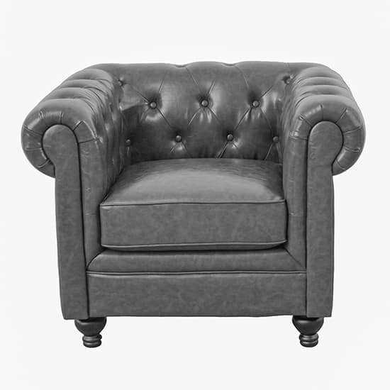 Hampton Chesterfield Faux Leather 1 Seater Sofa In Vintage Grey