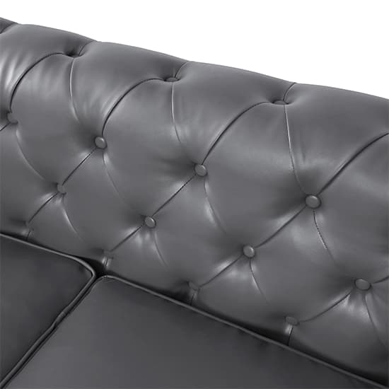 Hampton Chesterfield Faux Leather 2 Seater Sofa In Dark Grey