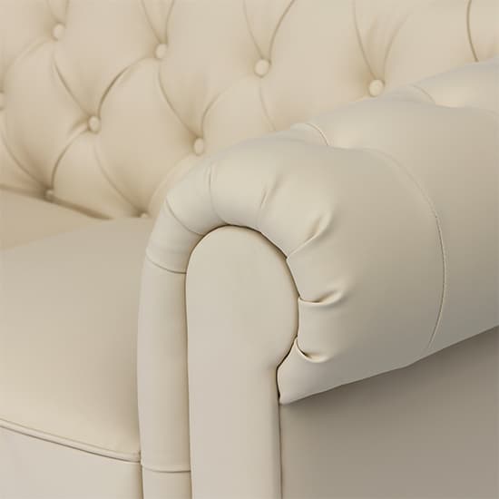 Hampton Chesterfield Faux Leather 2 Seater Sofa In Ivory