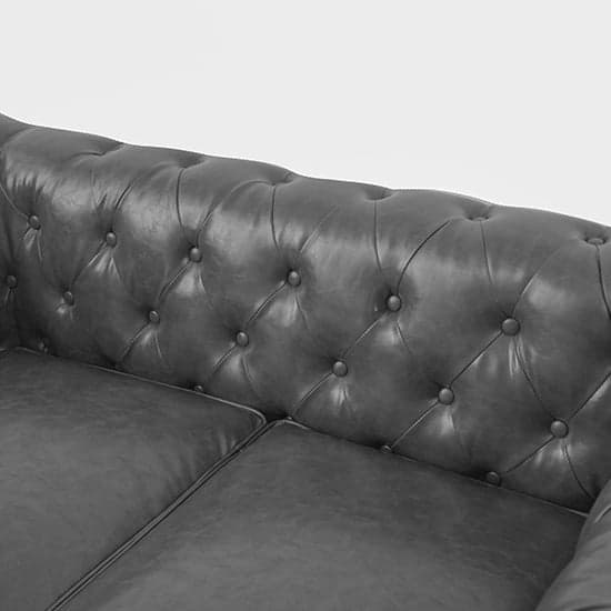 Hampton Chesterfield Faux Leather 2 Seater Sofa In Vintage Grey