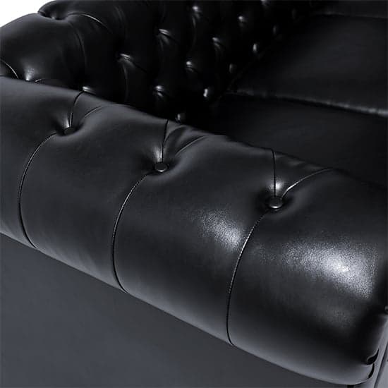 Hampton Chesterfield Faux Leather 3 Seater Sofa In Black