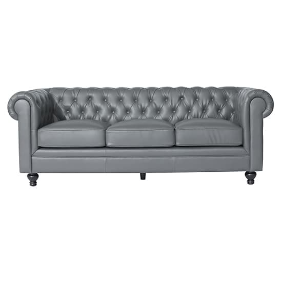 Hampton Chesterfield Faux Leather 3 Seater Sofa In Dark Grey