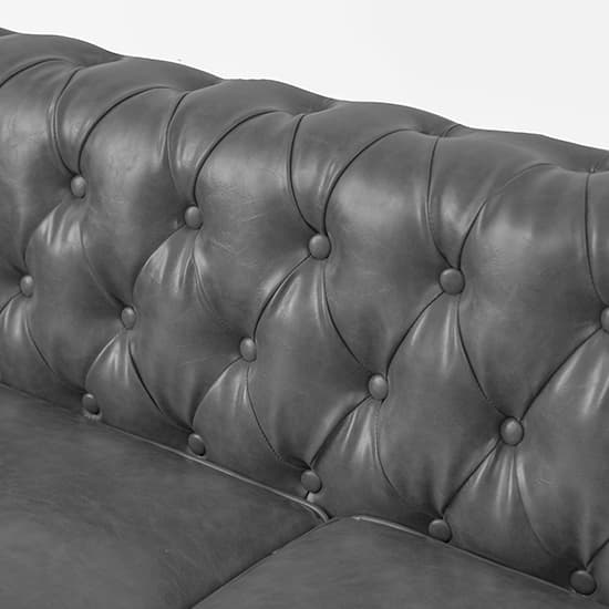 Hampton Chesterfield Faux Leather 3 Seater Sofa In Vintage Grey