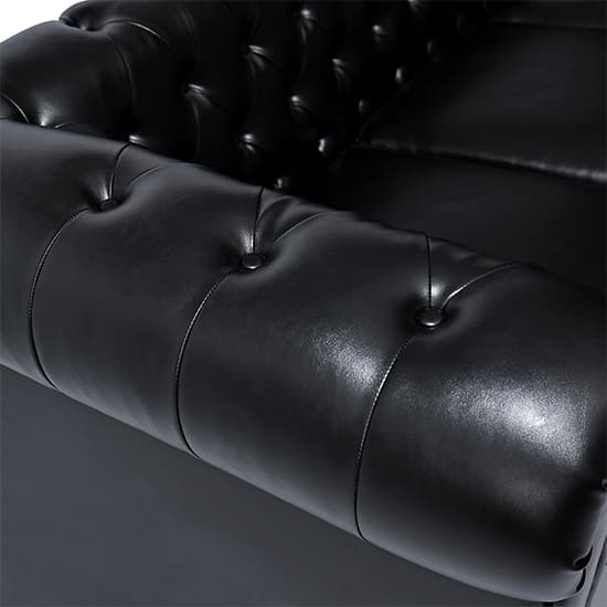 Hampton Faux Leather 3 + 2 Seater Sofa Set In Black