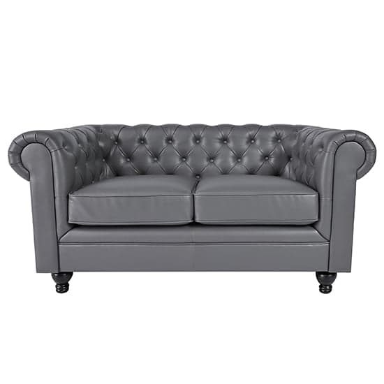 Hampton Faux Leather 3 + 2 Seater Sofa Set In Grey