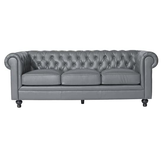 Hampton Faux Leather 3 + 2 Seater Sofa Set In Grey