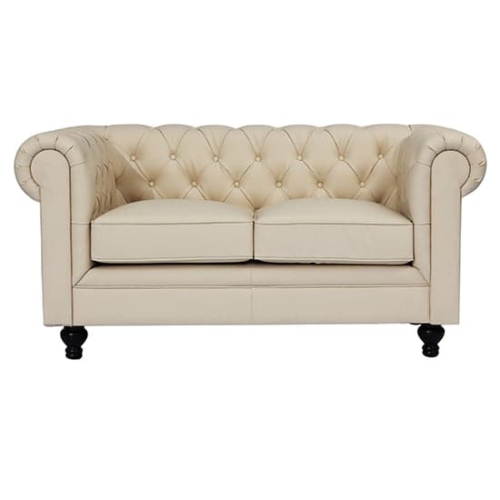 Hampton Faux Leather 3 + 2 Seater Sofa Set In Ivory