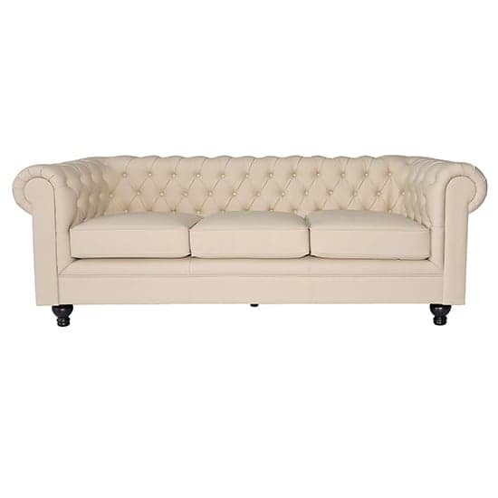 Hampton Faux Leather 3 + 2 Seater Sofa Set In Ivory