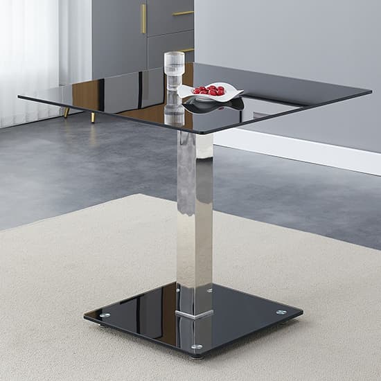 Hartville Black Glass Bistro Dining Table 4 Destin Z White Chairs