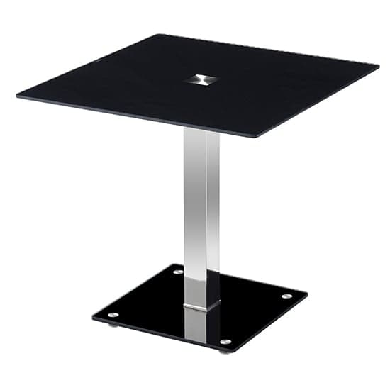 Hartville Black Glass Top Bistro Dining Table With Glass Base