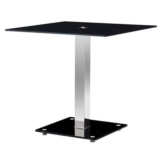 Hartville Black Glass Top Bistro Dining Table With Glass Base