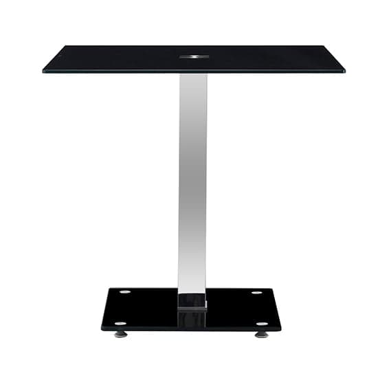 Hartville Black Glass Top Bistro Dining Table With Glass Base