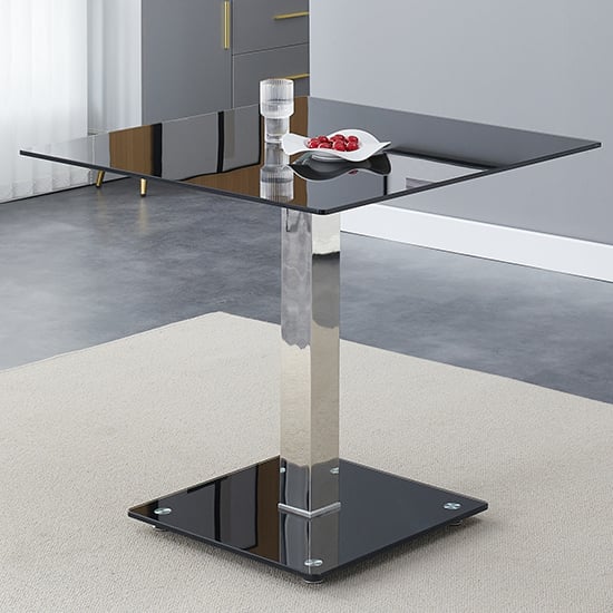 Hartville Black Glass Top Bistro Dining Table With Glass Base