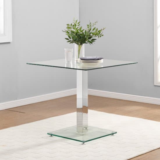 Hartville Clear Glass Dining Table With 2 Riverton Grey Chairs