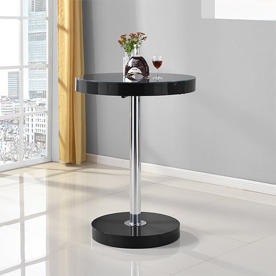 Hixson Round High Gloss Bar Table In Black