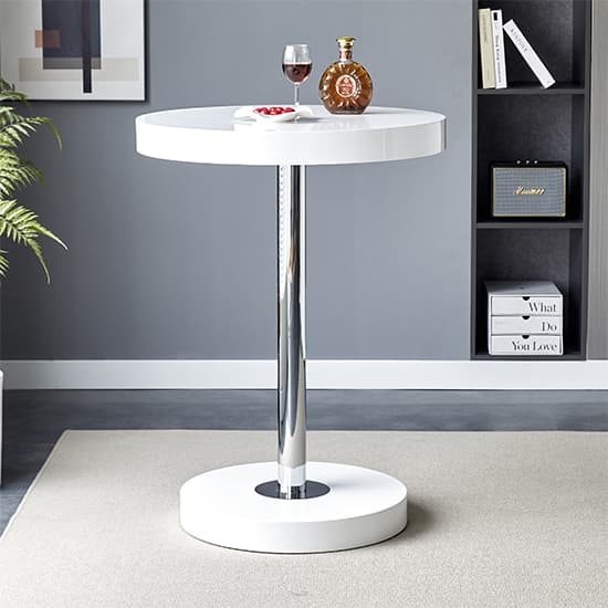 Hixson White High Gloss Bar Table With 2 Canyon Bordeaux Stools