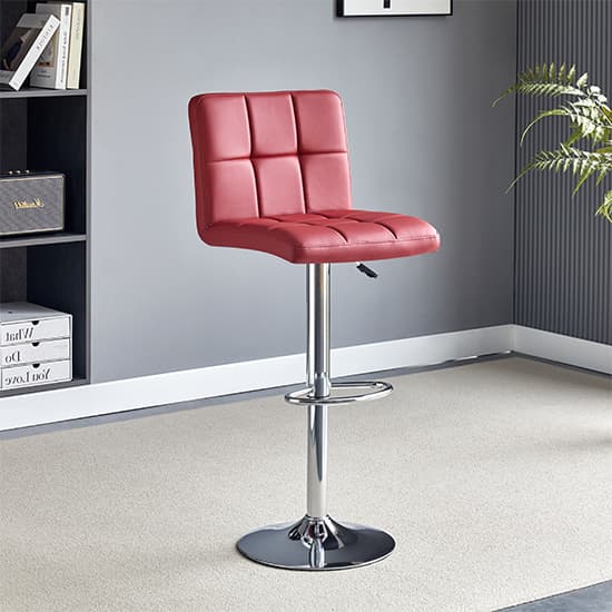 Hixson White High Gloss Bar Table With 2 Concord Bordeaux Stools