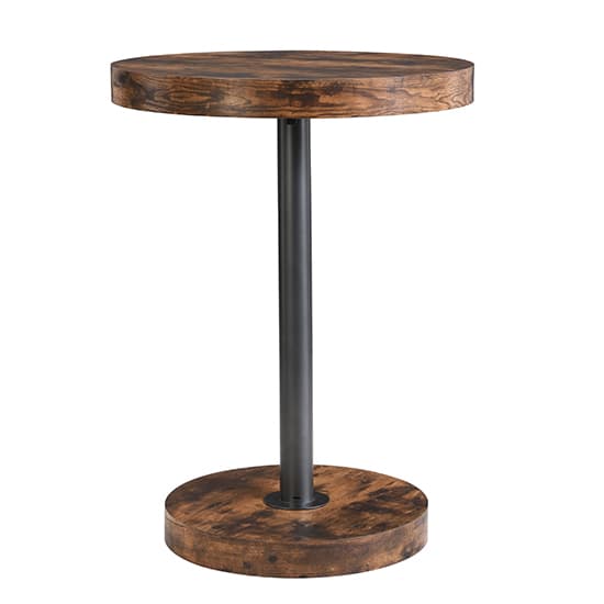 Hixson Wooden Bar Table Round In Rustic Oak