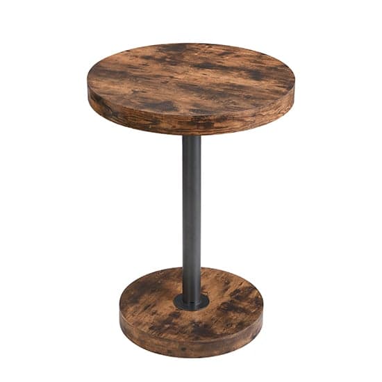 Hixson Wooden Bar Table Round In Rustic Oak