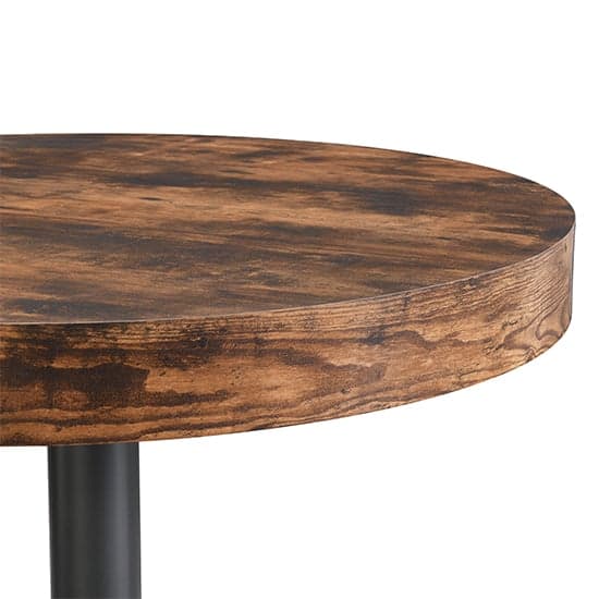 Hixson Wooden Bar Table Round In Rustic Oak