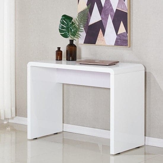 Hudsonville Rectangular High Gloss Computer Desk In White