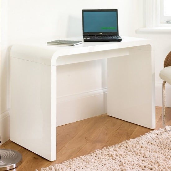 Hudsonville Rectangular High Gloss Computer Desk In White